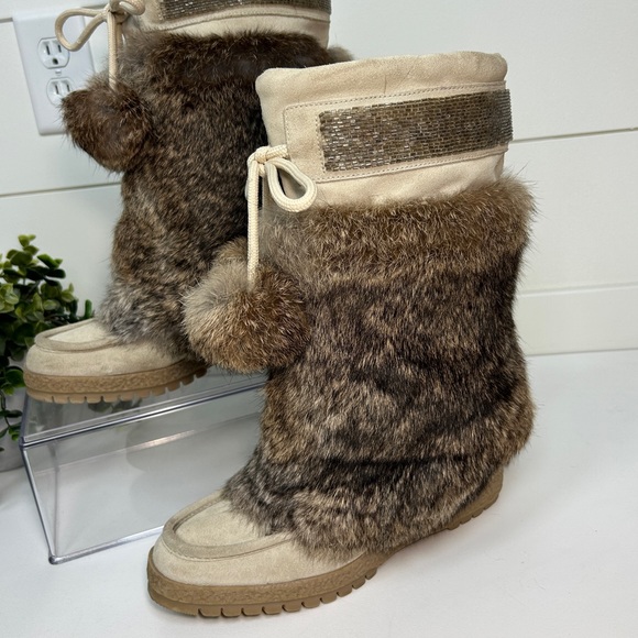 Coach Maryann Suede Angora Fur Boots Women’s Size 7 B - Picture 2 of 16